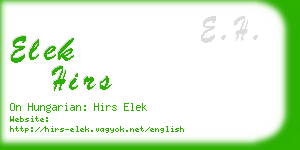 elek hirs business card
